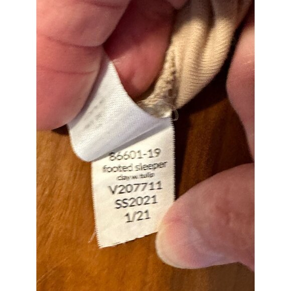 Colored Organics Baby Footed Sleeper 6-12M Clay Tulip Long Sleeve Snap Closure - Picture 6 of 6